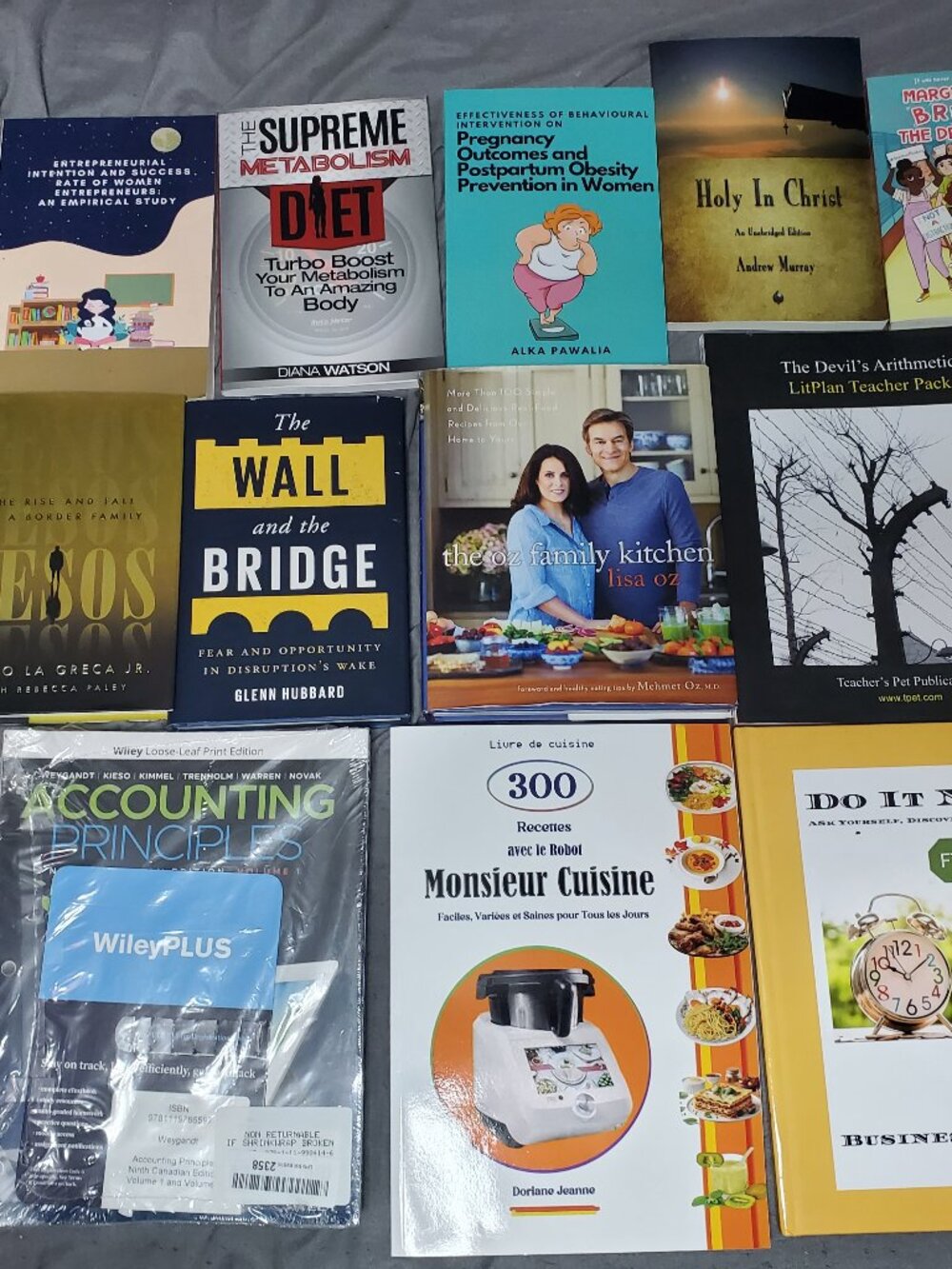 Bulk Lot of 15 Books - Heavy Media Box - Textbooks, Cookbooks & Non-Fiction